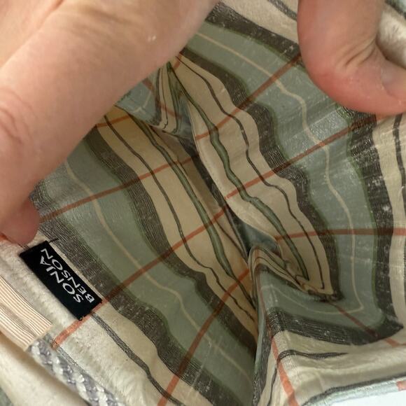 Sonia Benson Satin Plaid Bow Handbag White Blue Rope Strap Spring Preppy - Picture 3 of 9